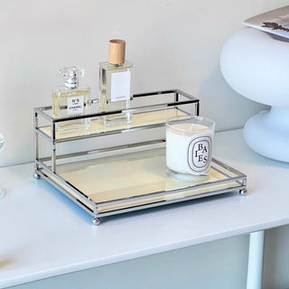 Silver Frame Wide Two-Tier Storage Rack