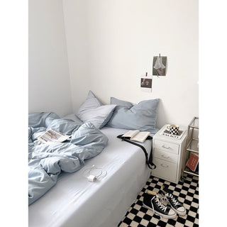 Blue Two-Tone Solid Color Duvet Cover Set