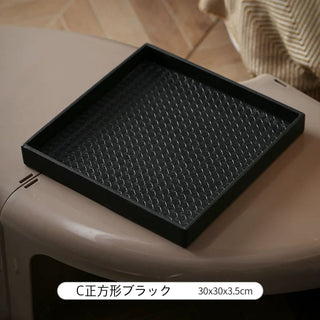 Monochrome Square Woven Leather Tray
