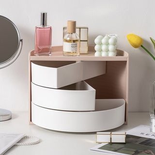 Semicircular degree sliding cosmetic boxin  storage.
