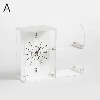 Storage rack included Acrylic clear monochrome clock  Table clock