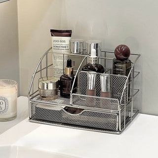 Steel Mesh Drawer Cosmetic Storage Multi-Rack Silver