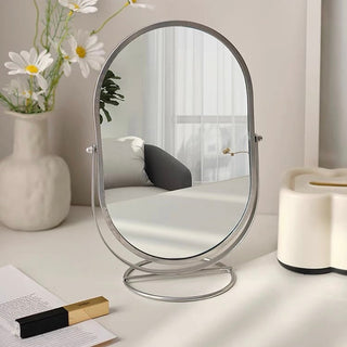 Adjustable Angle Oval Tabletop Mirror Mirror with Stand