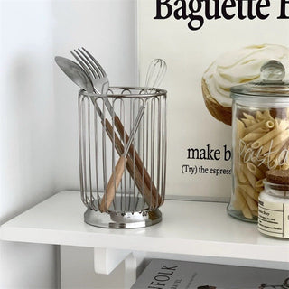 Stainless steel silver brush stand pen holder cutlery