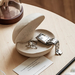 Shell motif natural ceramic accessory tray   perfect for holding small items plates or trays.