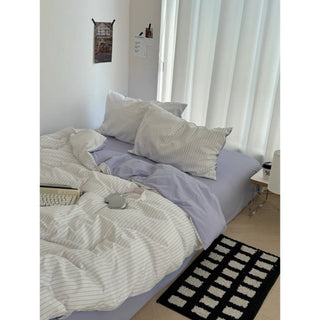 Purple Pinstripe Duvet Cover Set   Bed Cover  All Seasons