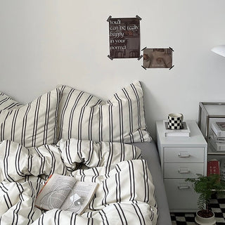 Gray Double Stripe Duvet Cover Set