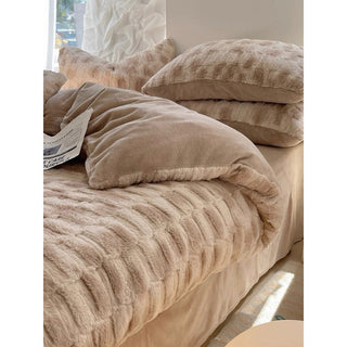 Nuance Brown Milk Velvet Winter Duvet Cover Set  Thick