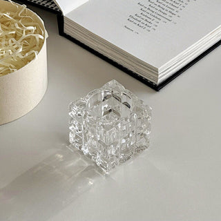 piece set Cube Clear Glass Candle Holder