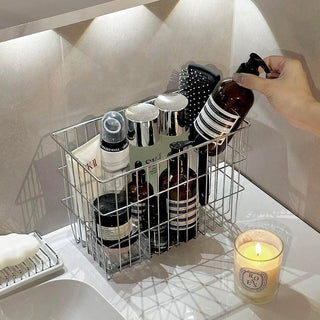 Stainless steel silver wire basket storage container cosmetic storage