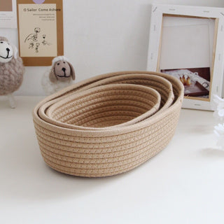 Rope braided storage baskets piece set