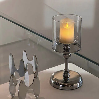 Metallic Silver Candle Holder   in 3 Sizes