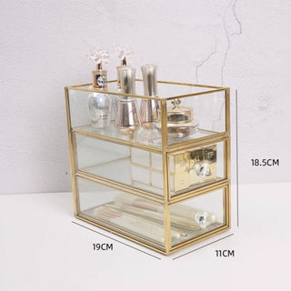 Gold Clear Cosmetic Storage Drawer Set of 2