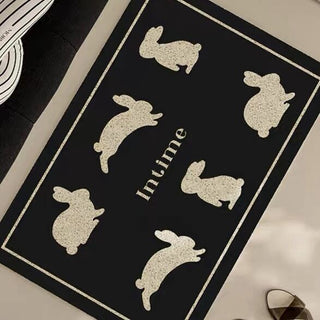 Rabbit pattern entrance mat 50 x 80 cm mud-removing mat
