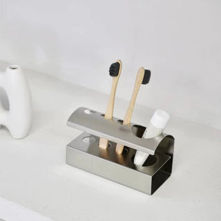 Stainless steel silver simple toothbrush stand