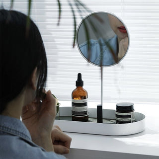 Round Storage Tray with Mirror   Small Item Organizer with Mirror