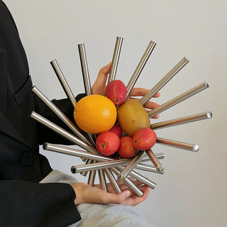 Stainless steel silver irregularly shaped tray compote fruit basket container small item holder
