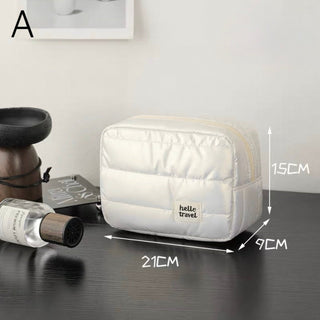 Metallic Color Rectangular Cosmetic Storage Puff Pouch  Silver Travel Pouch