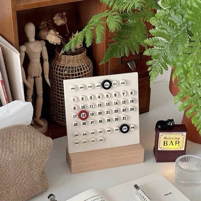 Wood Stand Desktop Mini Board Perpetual Calendar
