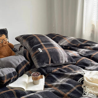 Gray Mix Retro Check Pattern Duvet Cover Set 2 Sizes  Winter Thick Bed Cover Bedding Cover