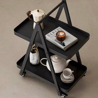 Caster-equipped Triangle Side Table