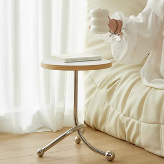 Stainless steel twisted leg round mini side table