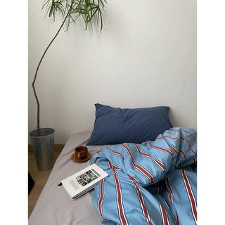 Blue and Red Stripe Duvet Cover Set