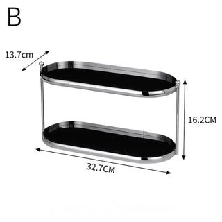 Stainless Steel Frame Oval Two-Tier Storage Rack   Perfume Storage