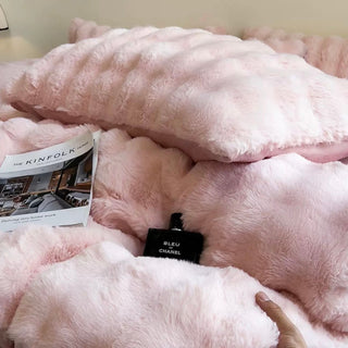 Pink fluffy soft duvet cover set bed cover bedding cover