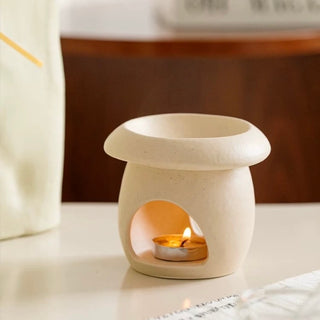 Mushroom-shaped ceramic aroma pot candle holder