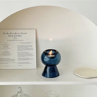 2way Blue Glass Candle Holder Vase