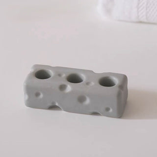 Cheese motif ceramic toothbrush stand