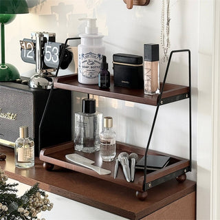 Wood Wire Retro Two-Tier Storage Rack Spice Rack