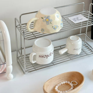 Stainless steel silver two-tier slim storage rack spice rack perfume storage