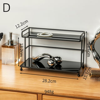 Black Iron Frame Acrylic Two-Tier Storage Rack   in  and 2 Sizes