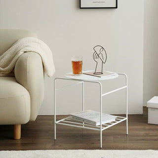 Iron Frame Two-Tier Storage Compact Side Table