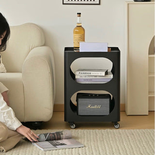 Castered Iron Open Storage Tier Side Table  Wagon Rack