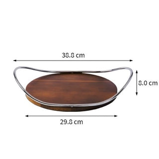 Stainless steel handle wood round display tray storage
