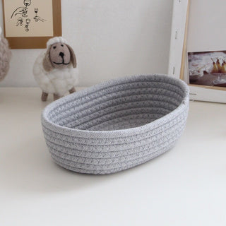 Rope braided storage baskets piece set