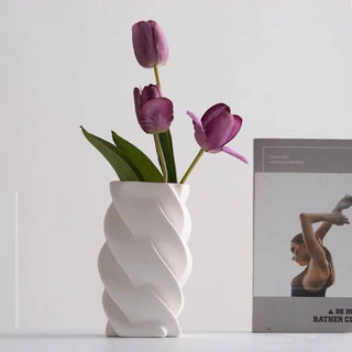 Twisted Ceramic Flower Vase