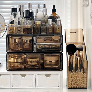 Clear Color Pearl Brush Stand  Storage Box