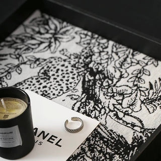 Monochrome Jacquard Square Tray  Storage Accessory Tray