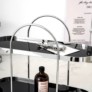 Silver Arch Frame Oval Two-Tier Storage Rack  Perfume Storage