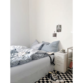 Blue Two-Tone Solid Color Duvet Cover Set