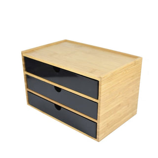 Bamboo Drawer Monitor Stand Storage Rack