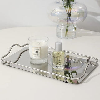 Stainless steel frame mirror tray silver for holding small items