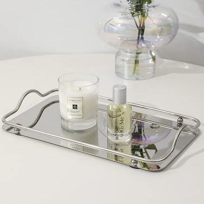Stainless steel frame mirror tray silver for holding small items