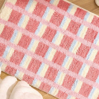 Colorful Check Absorbent Bath Mat  50 x 80 cm Door Entrance Mat Non-slip