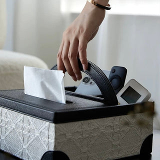 Leather Jacquard Multifunctional Tissue Case   Remote Control Storage Small Item Holder