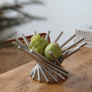 Stainless steel silver irregularly shaped tray compote fruit basket container small item holder